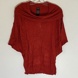 Rafaella Studio Sweater Womens Medium Red Rio Cowl Neck Lightweight Batwing Boho